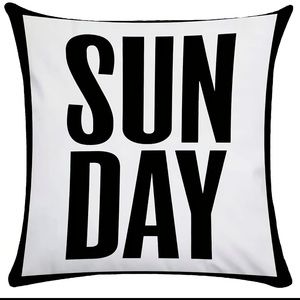 SUNDAY Black and White Throw pillow cover